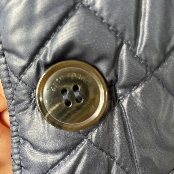 Kate Spade Wool Blend Reversible Quilted Coat Blue Polka Dot Women’s Size Large - Picture 4 of 7